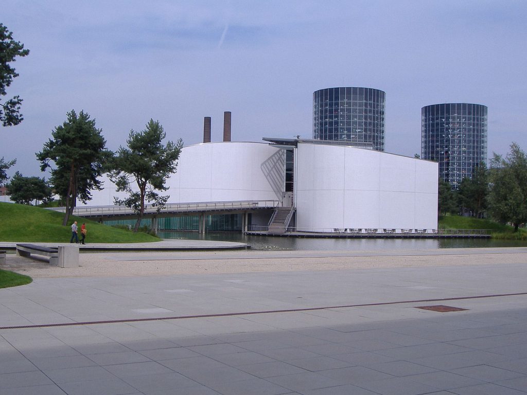 The SEAT pavilion with the entrance bridge. The exit bridge is on the other side.